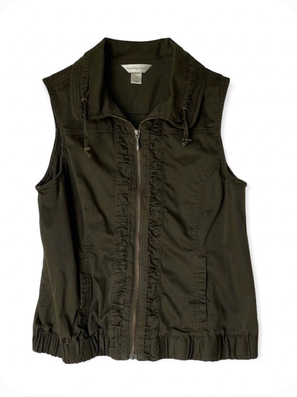 CHRISTOPHER & BANKS Zip Front Utility Vest, Women’s M, Green